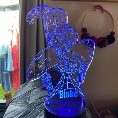 Personalised Spiderman Night Light Children's Light Kids Bedroom Boys ...