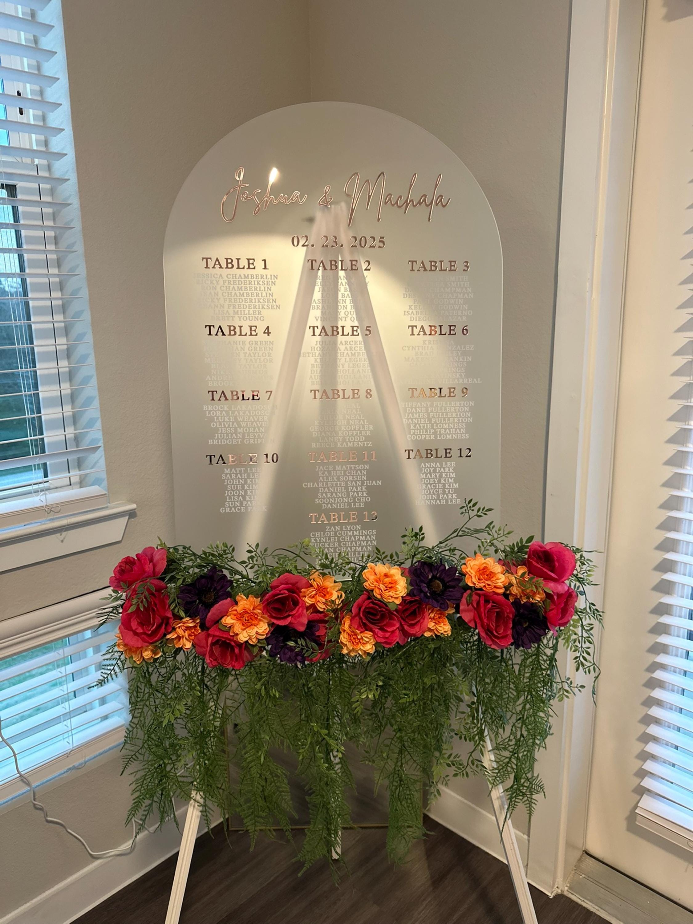 Sitzplan für die Hochzeit – Acryl-Sitzplan – Tisch-Sitzplan – Alphabetischer Sitzplan – Sitzplanschild