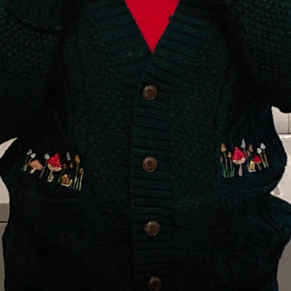 Cottagecore Mushroom Daisy Cardigan