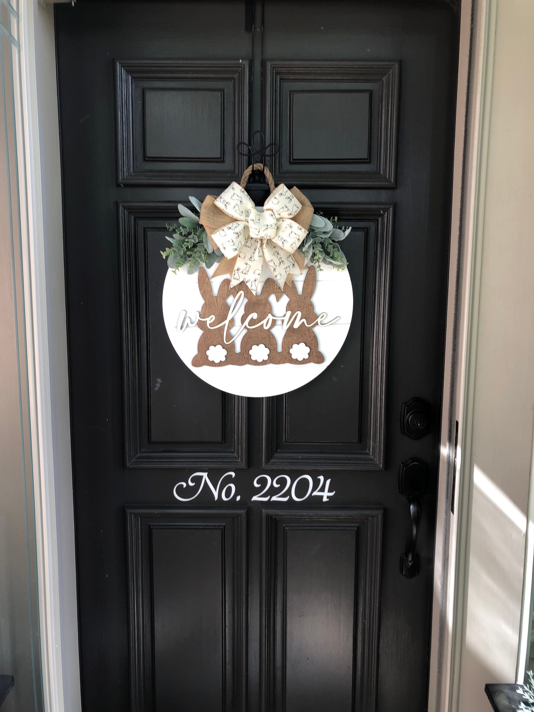 Easter Door Hanger, Easter Front Door Decor, Shiplap Bunny Door Hanger, Neutral Easter Decor