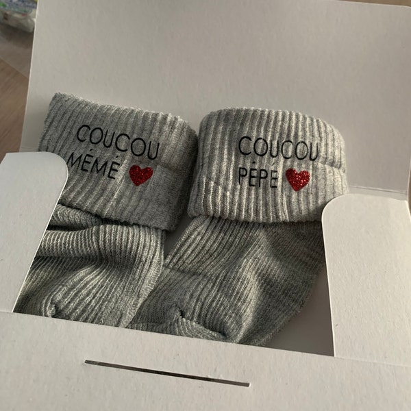 Chaussettes Annonce Grossesse - Cadeau Original Pour Grands-Parents, Famille - Taille 0-3 Mois