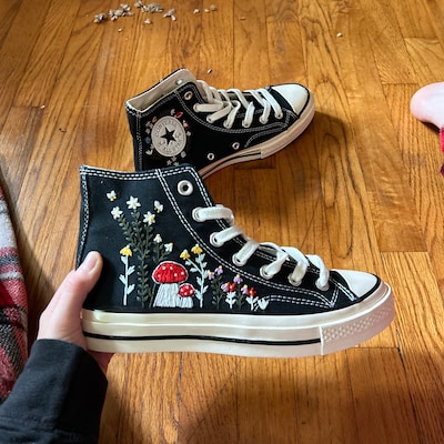 Embroidered Converse/mushroom Converse/embroidered Sneakers Forest of ...