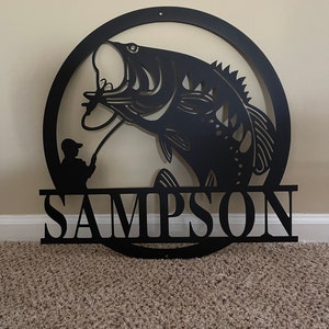 Personalized The Fish Whisperer Monogram Metal Sign - Gift Idea For Fishing Lover