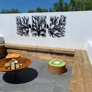 Metal Wall Art Decor 3D Sculpture 3 Piece Tree Brunch Modern | Etsy