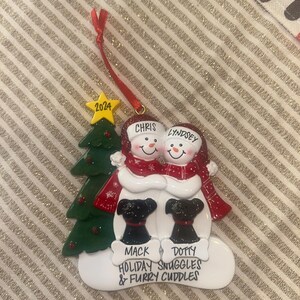 Personalized Family of 4 Home Ornament With 2 Dogs or Cats Added 4 ...