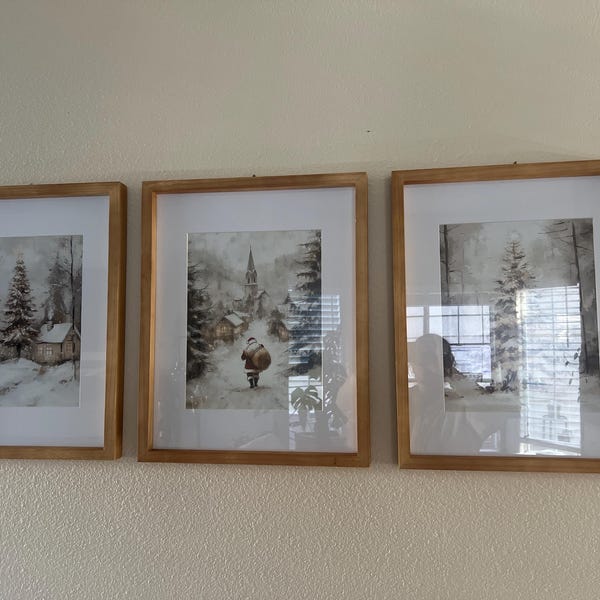 Vintage Christmas Prints Set of 3 Christmas Printables Winter Landscape ...