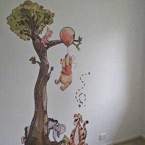 Autocollant Mural Winnie L'Ourson Vintage Aquarelle - Décalque Amovible BR480