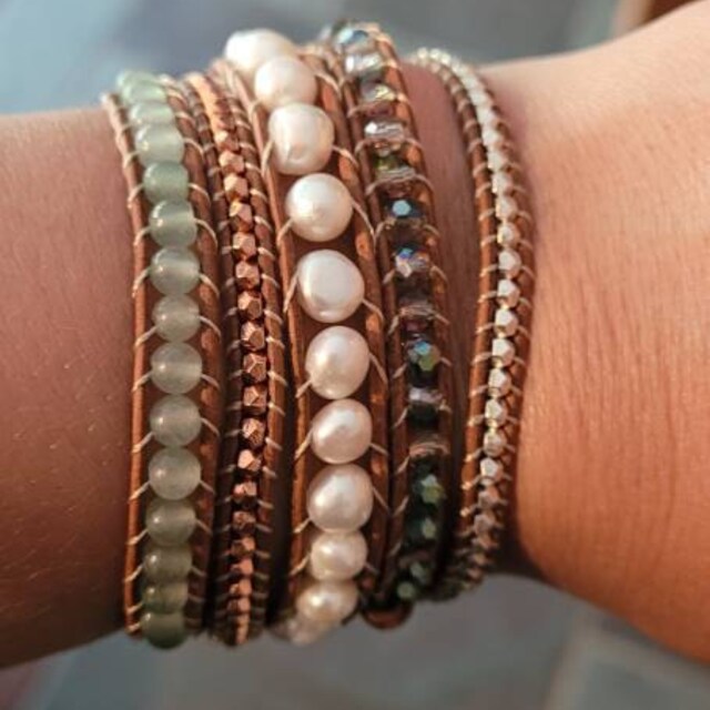 KELITCH Bracciale Avvolgente In Pelle Bracciale Con Perline Miste Turchese Braccialetti Dell'Amicizia Nuovi Braccialetti