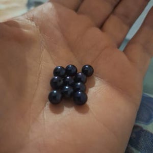 AA+ 6-7mm Round Black Pearls, Half Drilled Round Freshwater Loose