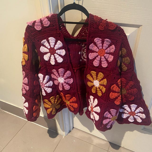 ヴィンテージ デイジー グラニー スクエア カーディガン |かぎ針編みの