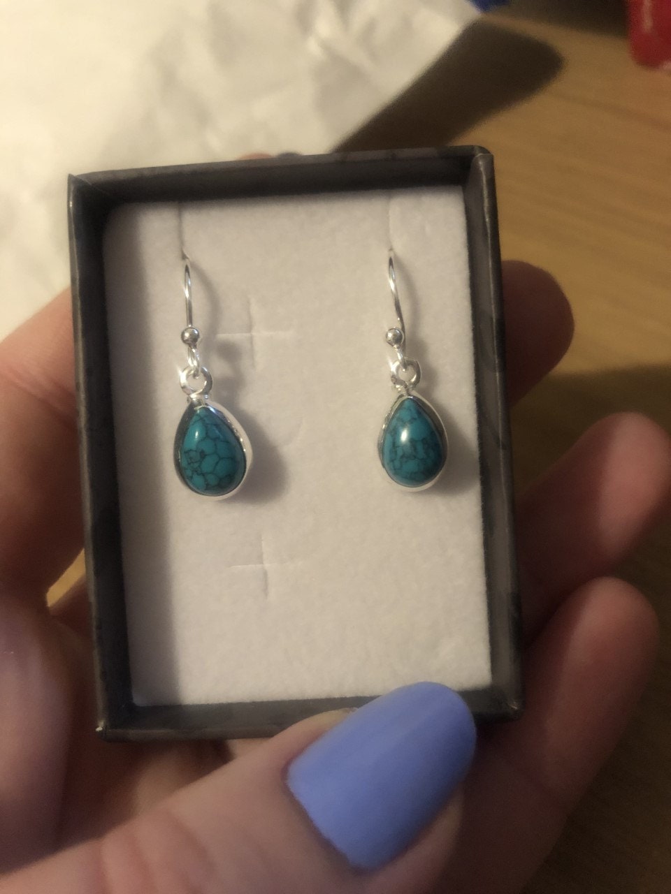 Sterling Silver Dangly Turquoise Teardrop Earrings