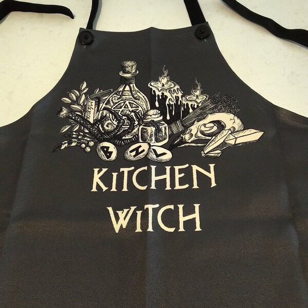 Kitchen Witch Apron. Occult Black Magic Chef Apron. Wiccan Kitchen Wear ...