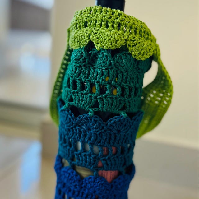 Crochet Wine Bottle Holder Pattern, Crochet Water Bottle Bag