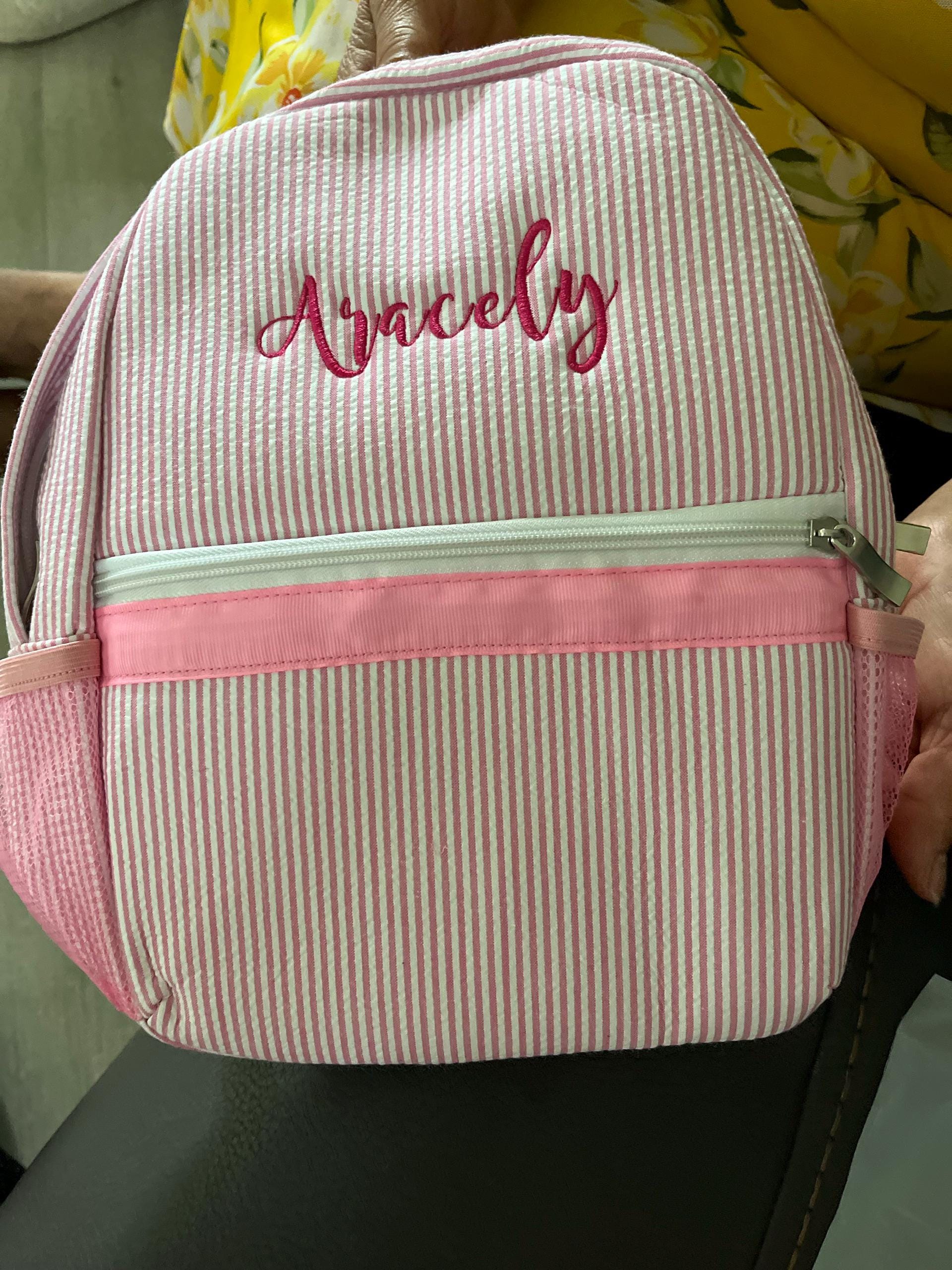 Toddler Backpack, Personalized Kids' Backpack, Seersucker Preppy Backpack, Classic Cute Kids School Bookbag, Child Gift, Boys Girls Bag