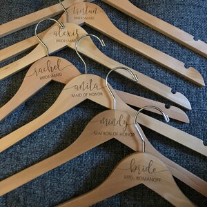 Personalized Bridesmaid Hangers - Wedding Hanger - Wooden Engraved Hanger - Bridal Dress Hanger - Wedding Name Hangers HG100 photo