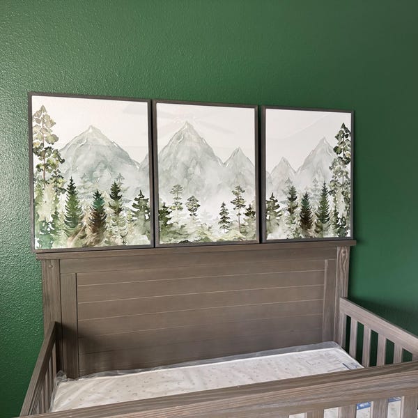 Mountain Nursery Wall Art Set of 3 | Forest Nursery Prints | Adventure ...
