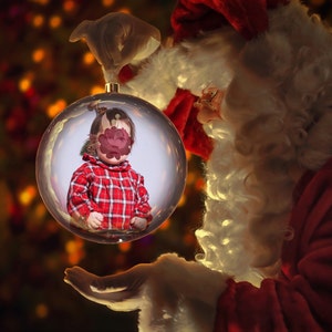 Christmas Digital Background Santa Holding Ornament Digital Backdrop ...
