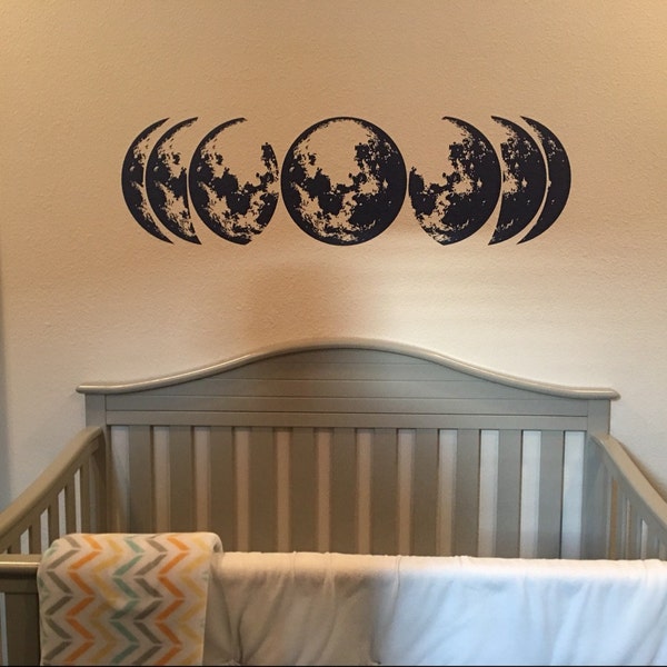 Moon Phases Wall Decal - Moon Phase Decor, Celestial Wall Art, Moon ...