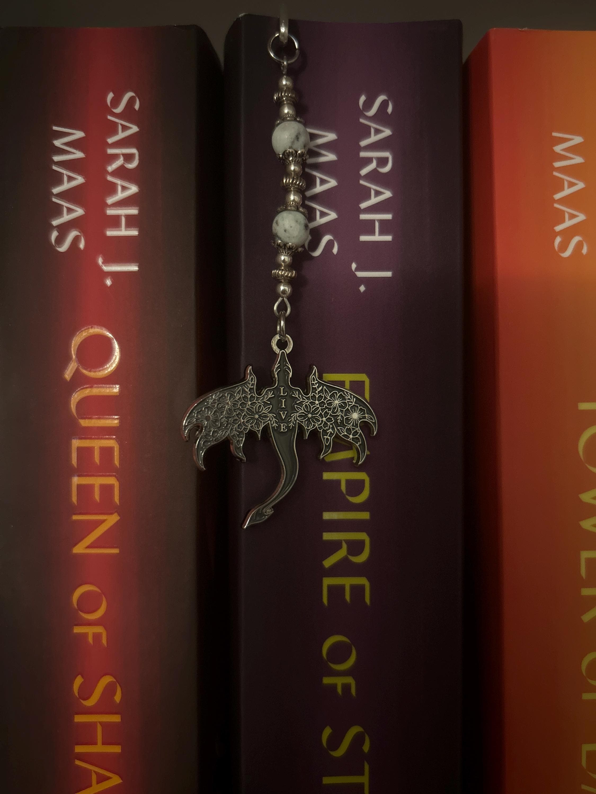TOG Abraxos LIVE throne of glass bookmark and key ring GREY  - Emotional Damage Collection -  officially licensed by Sarah J Maas