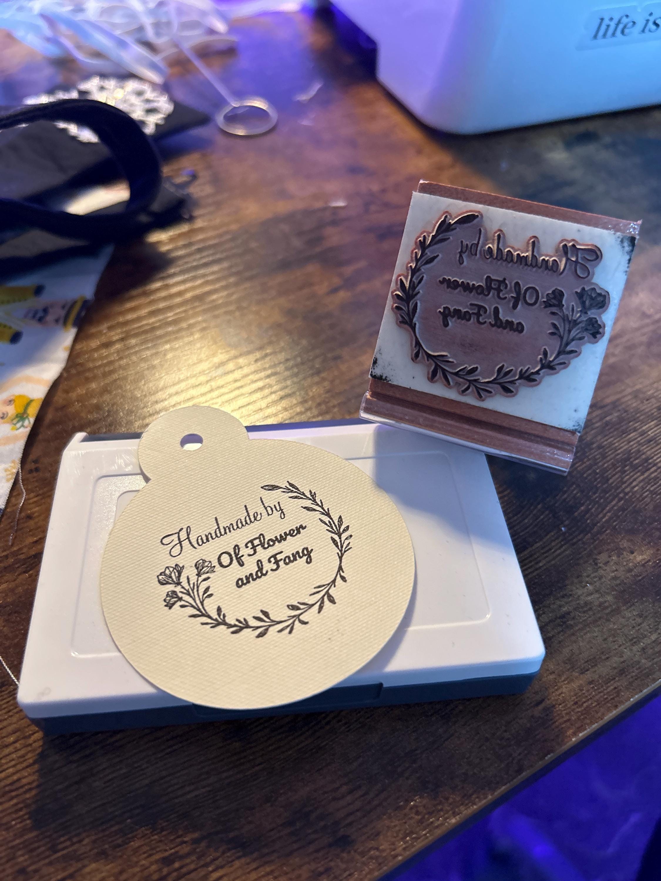 Custom Made with Love Stamp, Etsy Shop Stamp, Personalized Stamp, Business Card Stamp, Handmade Stamps, Calligraphy Packaging, Maker Stamp