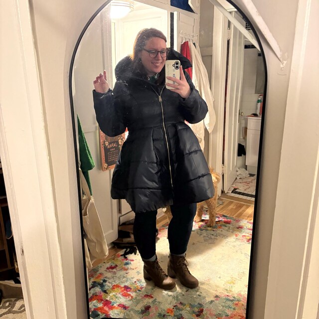 Navy Quilted Peplum Winter Coat, Fitted Waistline Fitted Top Style