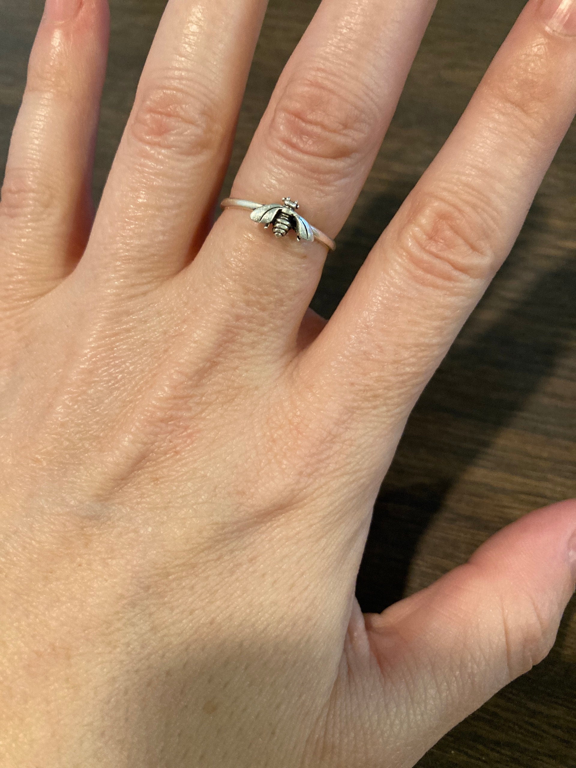 Silver Bee Ring | Sterling Silver Unique Stacking Ring Gift for Her