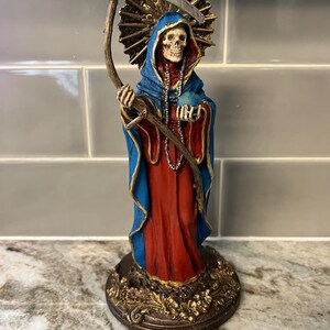 アンティーク チェコ デスアート 死神 Santa Muerte Statue, Full Color Sculpture | Mexican Saint of Death