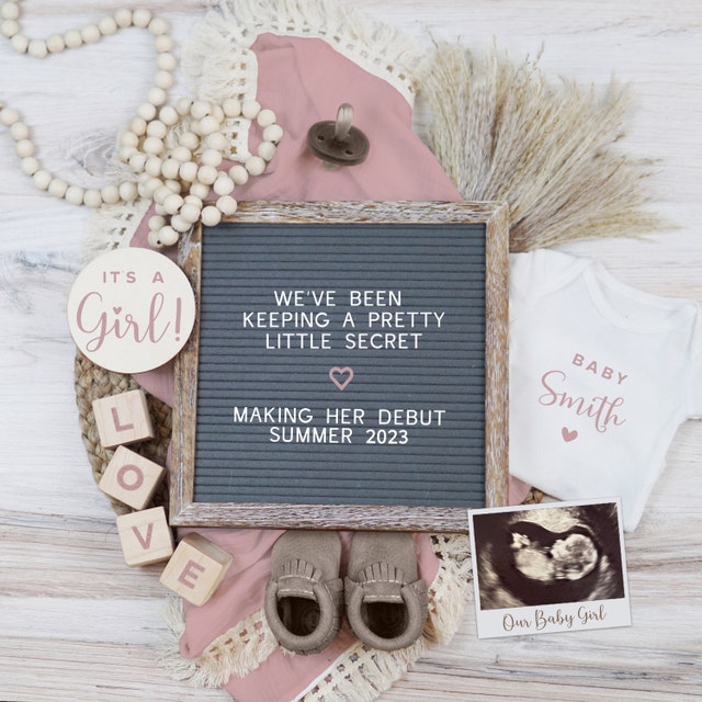 Boho Baby Girl Announcement: Blush Pink Gender Reveal (digital) - Etsy