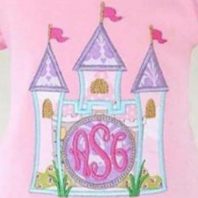 Castle Monogram Princess Digital Machine Embroidery Applique Design 4 ...