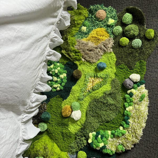 Handmade Latch Hook Moss Rug: Green Abstract Art Rug - Etsy Canada