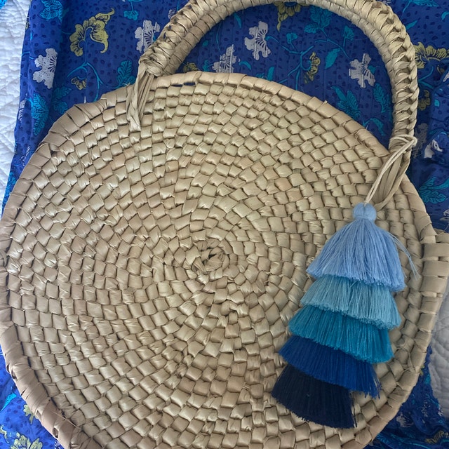 Round Handmade Woven Palm Leaf Bag-natural Fiber-organic Round Handmade Woven Palm Leaf Bag-natural Fiber-organic
