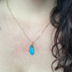 Customer photo from Christina, Raw Australian Opal Necklace with Paperclip Chain