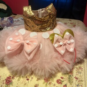 Pink Gold Minnie Mouse Inspired Toddler Dress Costume Set, Mickey Pageant  Outfit Frock, 1st Birthday Theme - Etsy