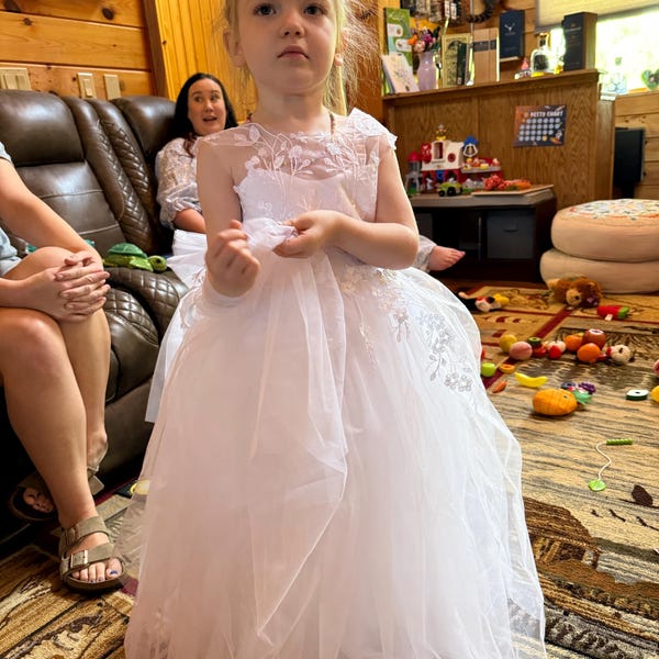 Toddler Puffy Flower Girl Dress with Flowers
