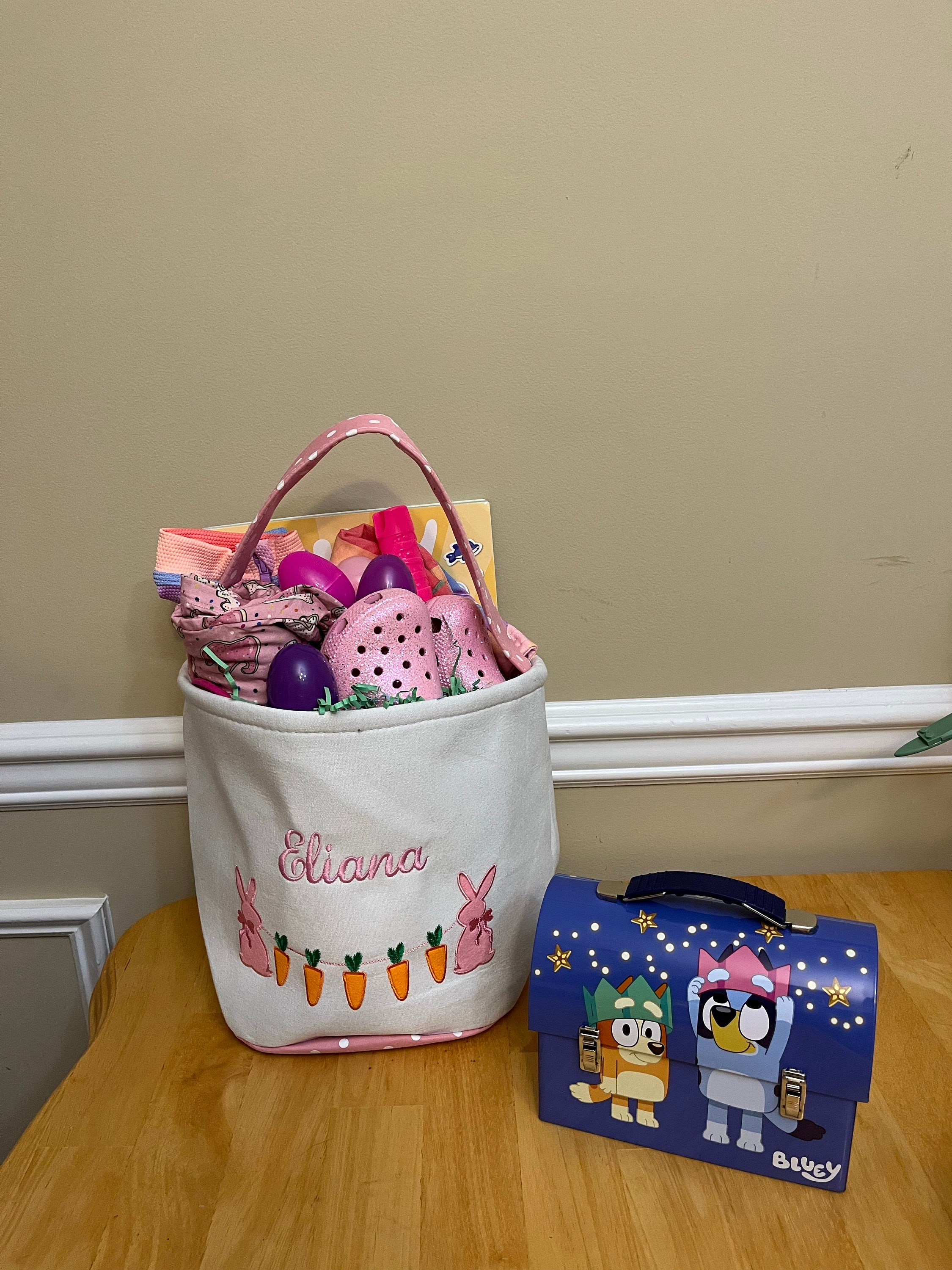 Easter basket, Personalized Easter Basket, monogram easter basket, girls basket, boys basket, girls easter basket, embroidered, rabbit