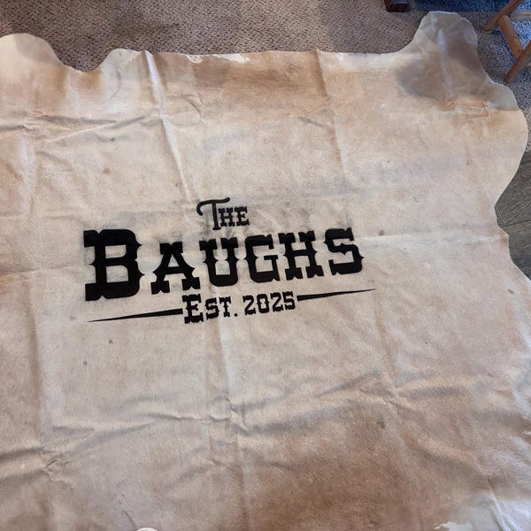 Branded Cattle Rug Engraved Cowhide Rug: Personalized Wedding Decor, Branded Logo, Branded ...