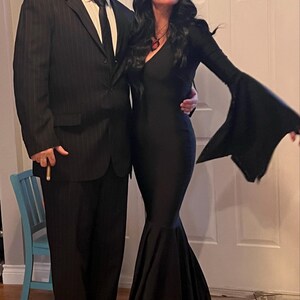 Morticia Addams Dress Choose Neckline Black Mermaid Dress, Witch