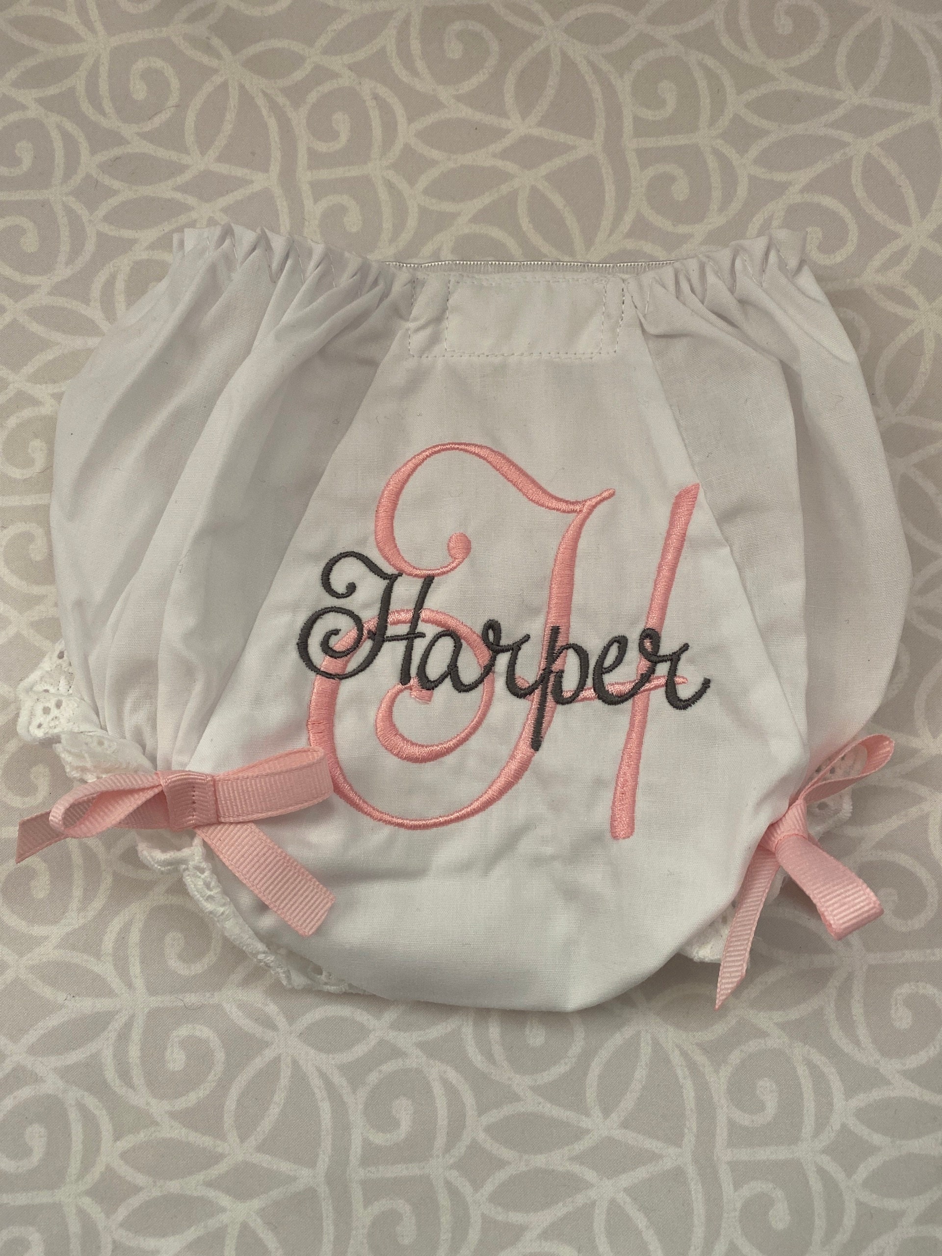 Baby Girl Bloomer Personalize, Monogram Baby Bloomer, QUICK SHIP