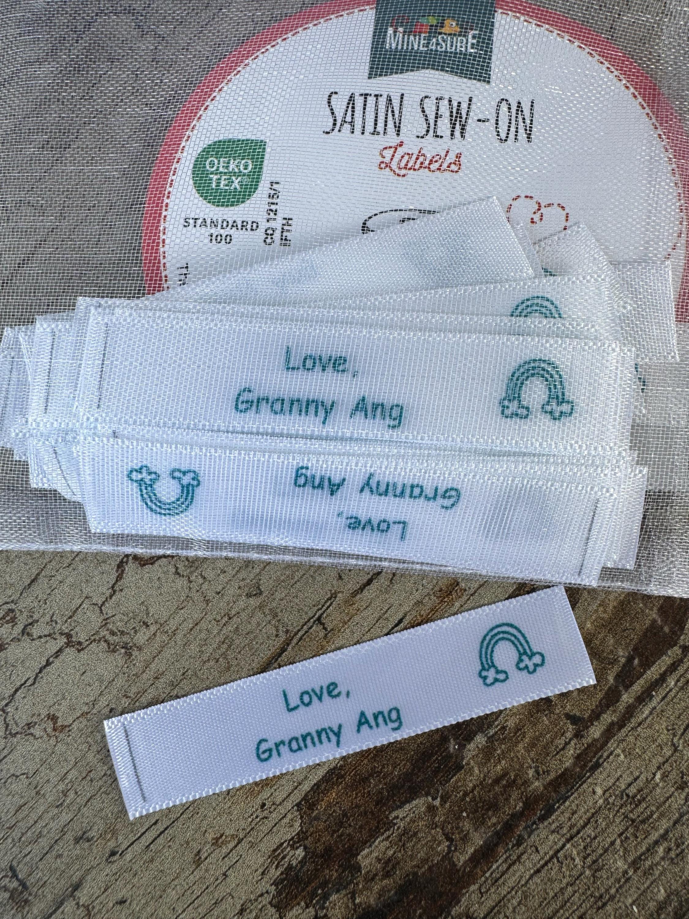 Satin sew on labels - Font Comic (Dims 61x12mm - 2.40x0.472 inch)