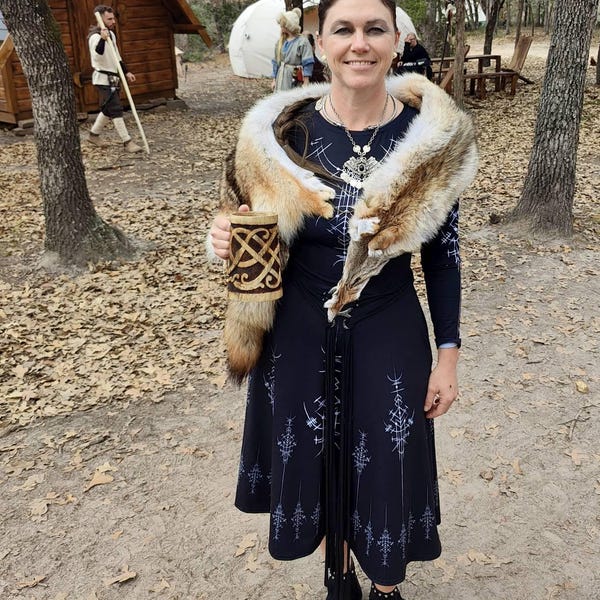 Norse Runes Dress: Long Sleeve Viking Midi Dress - Etsy
