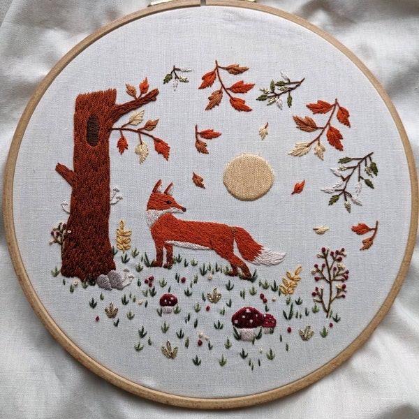 Woodland Fox Embroidery Pattern • Fall Autumn Forest Theme • Digital ...