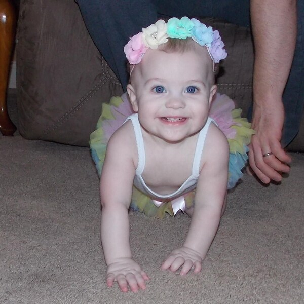 Baby Girl Rainbow Ruffle Onesie & Headband – Pink