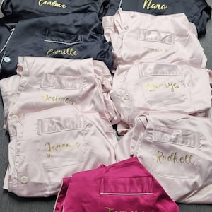 Bridesmaid Pajamas, Bridesmaid pjs, Wedding Party Pajamas, Personalized Pajamas, Satin Pajama Set, Bridal Party Pjs, Bridesmaid Proposal
