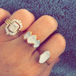 Customer photo from Melissa, Three Stone Large Raw Herkimer Diamond Ring