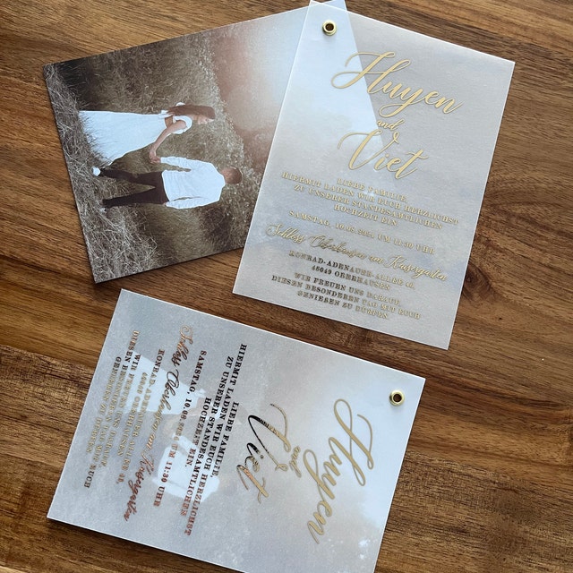 Cute Chic Foil Wedding Invitations on Vellum Paper CFI007
