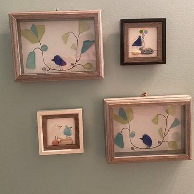 Framed Sea Glass Art Etsy