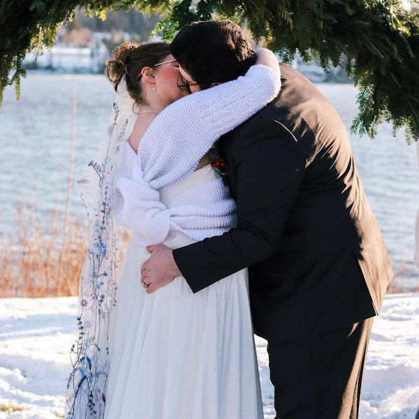Two-Tier Wedding Veils With Handmade Flowers