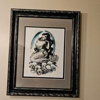 Pin up Art Nude Good Witch Spooky Halloween Watercolor Sketch Pin-up