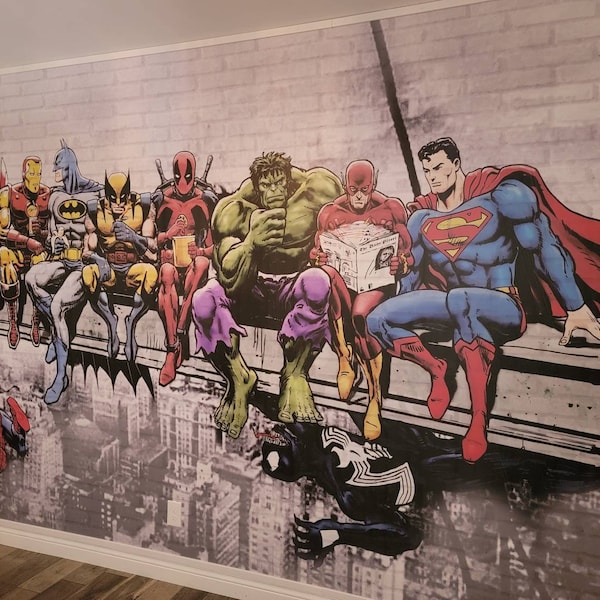Kid Room Wallpaper | Superhero Wall Decal | Peel and Stick | Removable ...