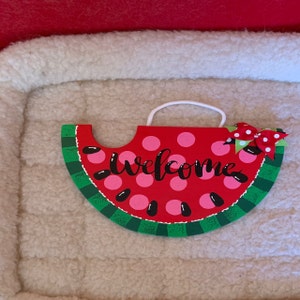 WELCOME Red Watermelon SIGN Wall Art Door Hanger Plaque Pool Backyard ...